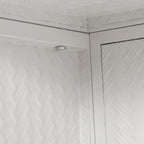 Modern Two-Door Wall Cabinet with Glass Doors and Three-Tier Storage – Woven Pattern, 27.56"W
