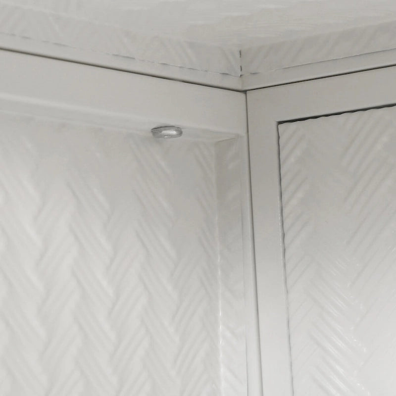 Modern Two-Door Wall Cabinet with Glass Doors and Three-Tier Storage – Woven Pattern, 27.56"W
