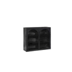 Modern Two-Door Wall Cabinet with Glass Doors and Three-Tier Storage – Woven Pattern, 27.56"W