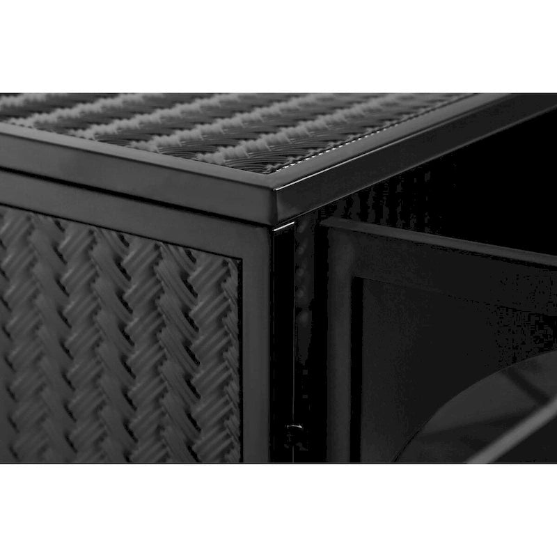 Modern Two-Door Wall Cabinet with Glass Doors and Three-Tier Storage – Woven Pattern, 27.56"W