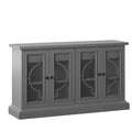 Sideboard with Frosted Glass Doors, 2 Interior Drawers and Adjustable Shelves – Antique Gray