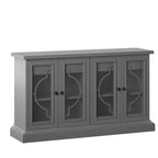 Sideboard with Frosted Glass Doors, 2 Interior Drawers and Adjustable Shelves – Antique Gray