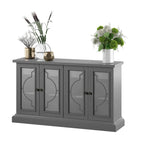 Sideboard with Frosted Glass Doors, 2 Interior Drawers and Adjustable Shelves – Antique Gray