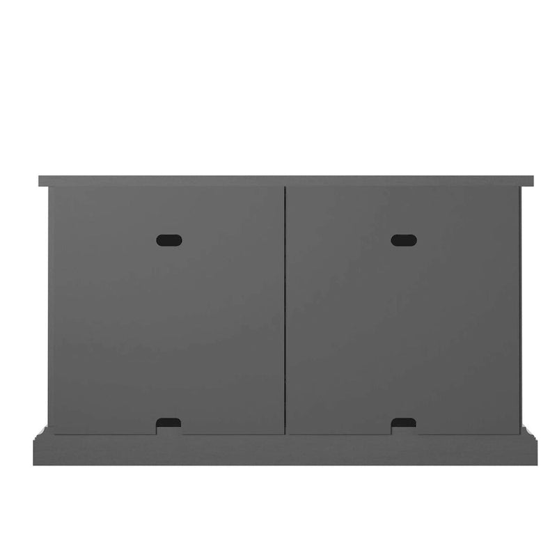 Sideboard with Frosted Glass Doors, 2 Interior Drawers and Adjustable Shelves – Antique Gray