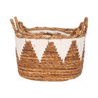 Coastal Banana Leaf Woven Baskets, Set of Three, Natural Finish - 14 x 14 x 10