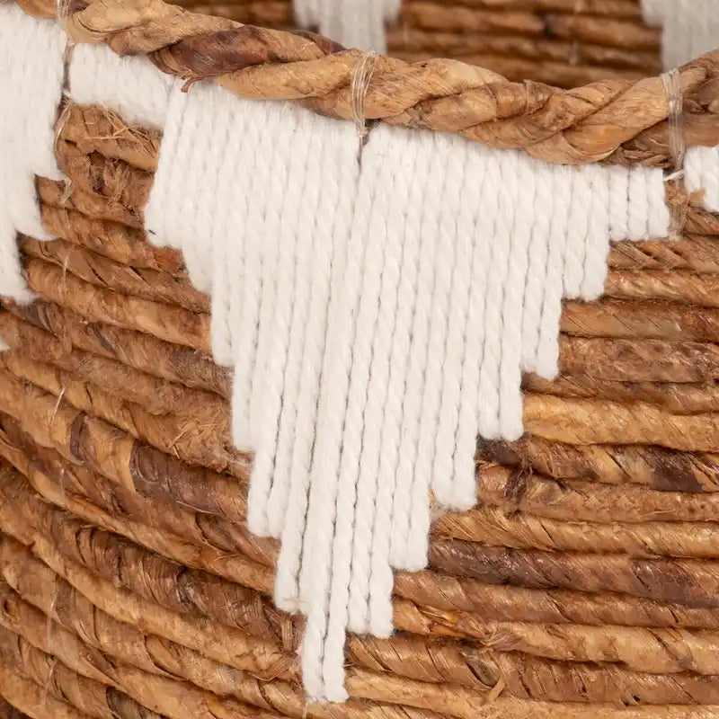 Coastal Banana Leaf Woven Baskets, Set of Three, Natural Finish - 14 x 14 x 10