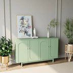 4-Door Storage Cabinet with Pine Legs and Intaglio Detail