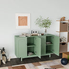4-Door Storage Cabinet with Pine Legs and Intaglio Detail