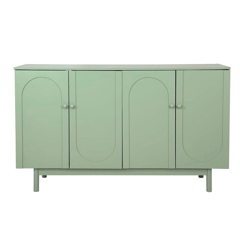 4-Door Storage Cabinet with Pine Legs and Intaglio Detail
