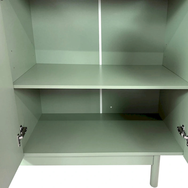 4-Door Storage Cabinet with Pine Legs and Intaglio Detail