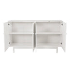 4-Door Storage Cabinet with Pine Legs and Intaglio Detail