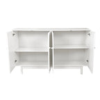 4-Door Storage Cabinet with Pine Legs and Intaglio Detail