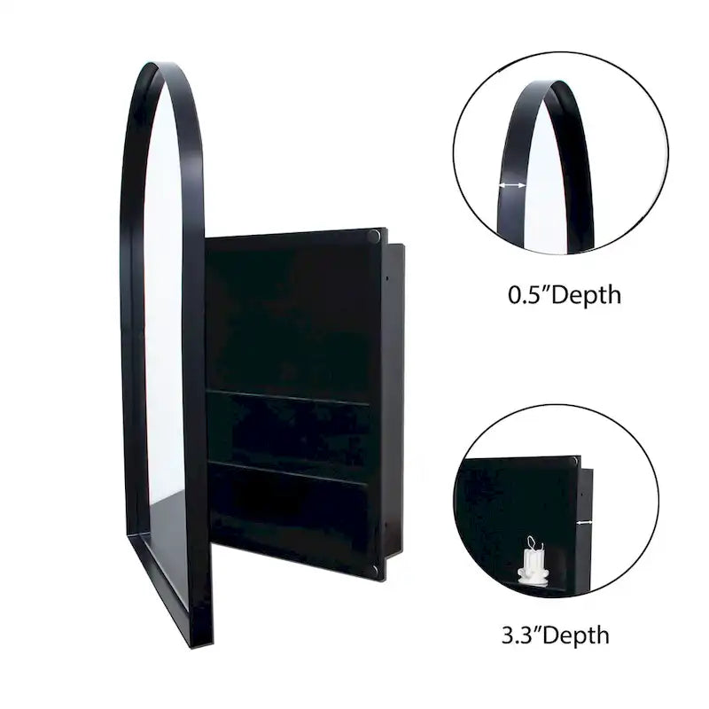 Metal Framed Bathroom Wall Cabinet with Mirror and Adjustable Shelves