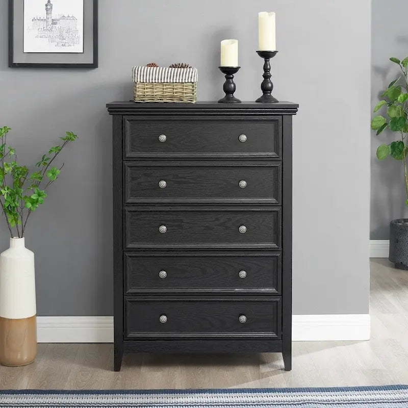 5-Drawer Dresser Cabinet with Metal Handles and Smooth Slide Rails – 31.5"W x 15.75"D x 44.3"H
