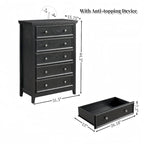 5-Drawer Dresser Cabinet with Metal Handles and Smooth Slide Rails – 31.5"W x 15.75"D x 44.3"H