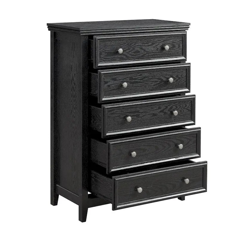 5-Drawer Dresser Cabinet with Metal Handles and Smooth Slide Rails – 31.5"W x 15.75"D x 44.3"H