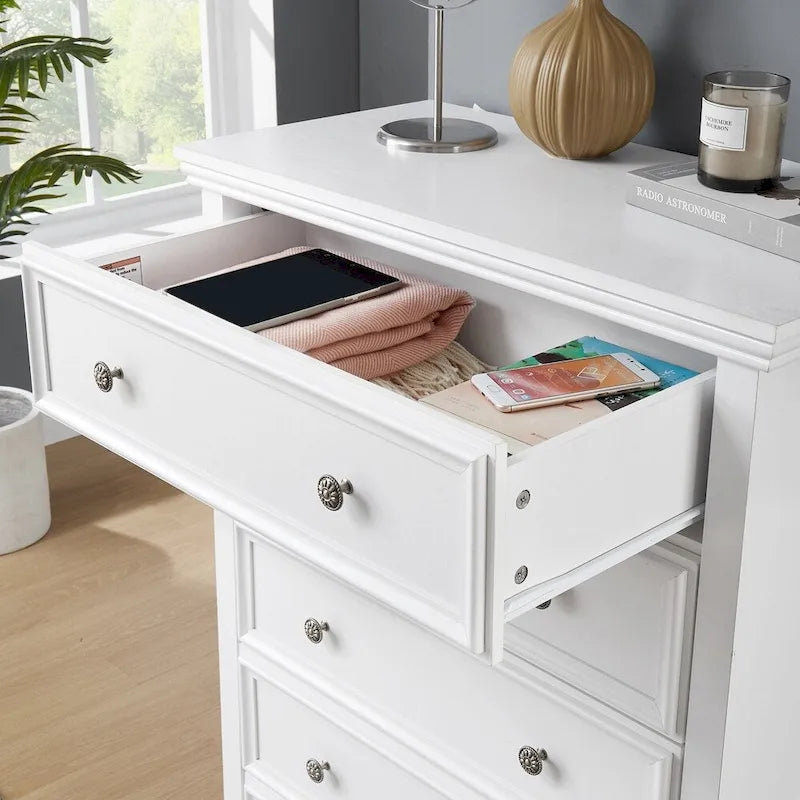 5-Drawer Dresser Cabinet with Metal Handles and Smooth Slide Rails – 31.5"W x 15.75"D x 44.3"H