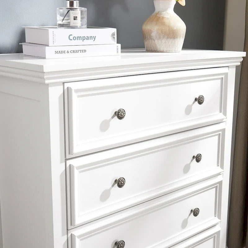 5-Drawer Dresser Cabinet with Metal Handles and Smooth Slide Rails – 31.5"W x 15.75"D x 44.3"H