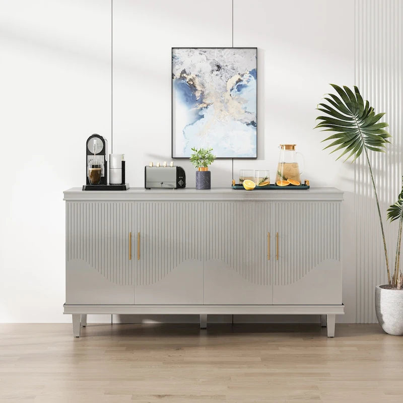 4-Door Cabinet with Adjustable Shelves – 59.84"L x 15.75"W x 32.28"H
