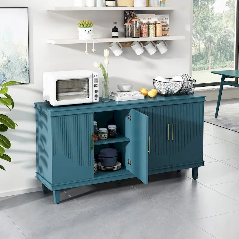 4-Door Cabinet with Adjustable Shelves – 59.84"L x 15.75"W x 32.28"H