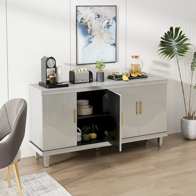 4-Door Cabinet with Adjustable Shelves – 59.84"L x 15.75"W x 32.28"H