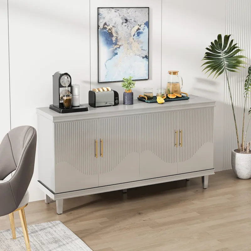 4-Door Cabinet with Adjustable Shelves – 59.84"L x 15.75"W x 32.28"H