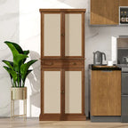 4 Door Cabinet with 1 Drawer, with 4 Adjustable Inner Shelves, Storage Cabinet