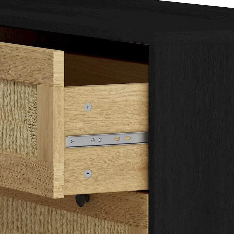 3-Drawer Storage Dresser with Rattan Woven Panels and Pine Legs - 31.5"W x 15.7"D x 47.2"H