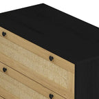 3-Drawer Storage Dresser with Rattan Woven Panels and Pine Legs - 31.5"W x 15.7"D x 47.2"H