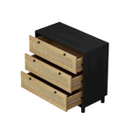 3-Drawer Storage Dresser with Rattan Woven Panels and Pine Legs - 31.5"W x 15.7"D x 47.2"H