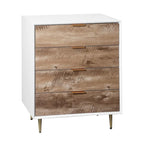 4-Drawer Tall Dresser with MDF Construction and Metal Legs – Natural