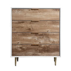 4-Drawer Tall Dresser with MDF Construction and Metal Legs – Natural