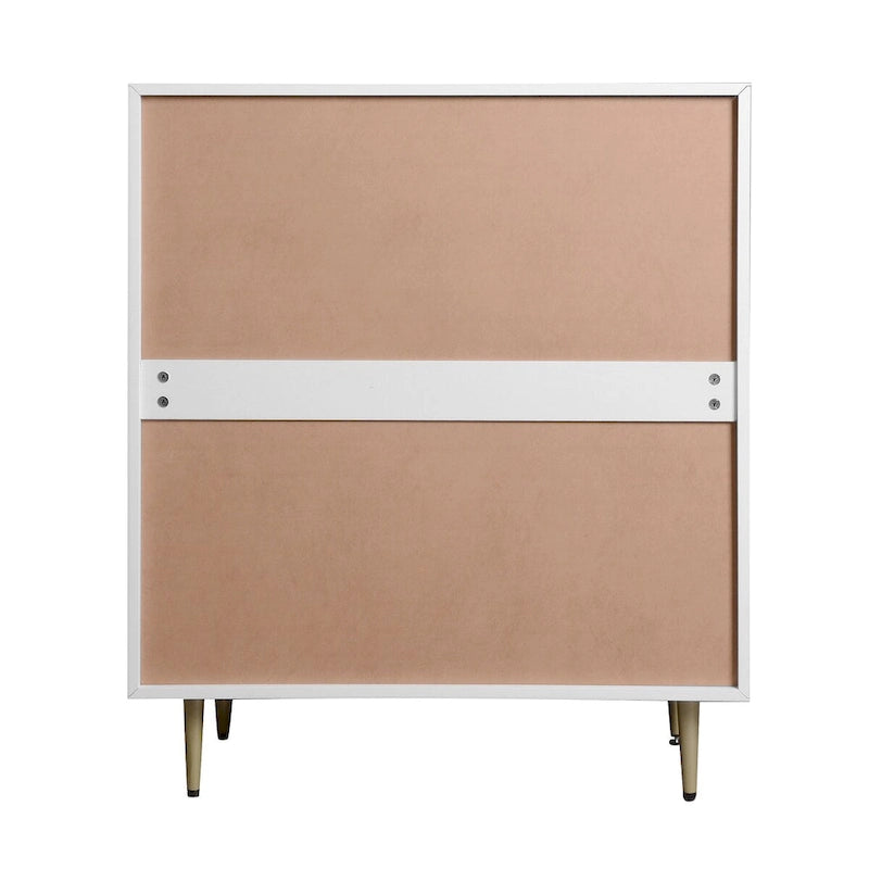 4-Drawer Tall Dresser with MDF Construction and Metal Legs – Natural