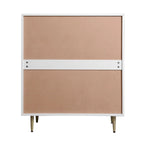4-Drawer Tall Dresser with MDF Construction and Metal Legs – Natural