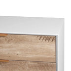 4-Drawer Tall Dresser with MDF Construction and Metal Legs – Natural
