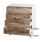 4-Drawer Tall Dresser with MDF Construction and Metal Legs – Natural