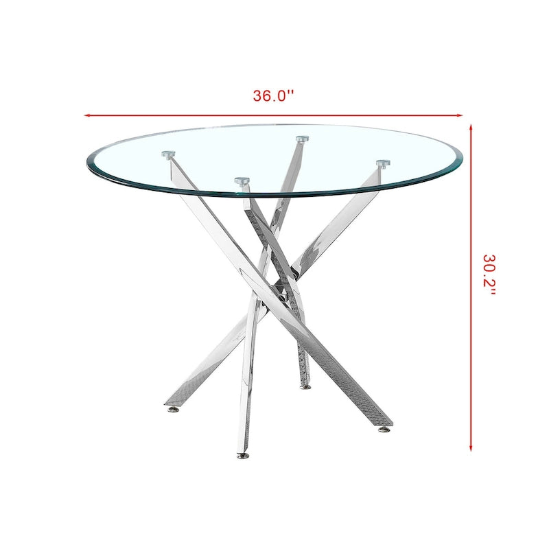 Artisan Contemporary Round Clear Dining Tempered Glass Table