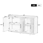 3-Door Sideboard with Adjustable Shelves and Black Handles