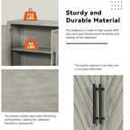 3-Door Sideboard with Adjustable Shelves and Black Handles