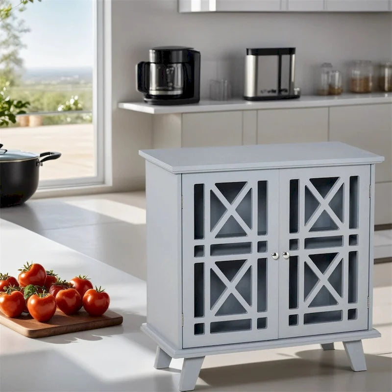 Anti-Toppling Wood Kitchen Storage Cabinet with Doors