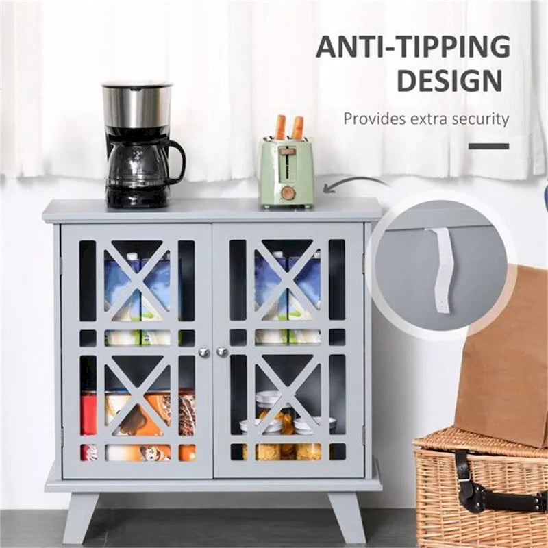 Anti-Toppling Wood Kitchen Storage Cabinet with Doors