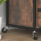 2 Drawer Mobile File Cabinet with Lock & Hanging Bar, Rustic Brown