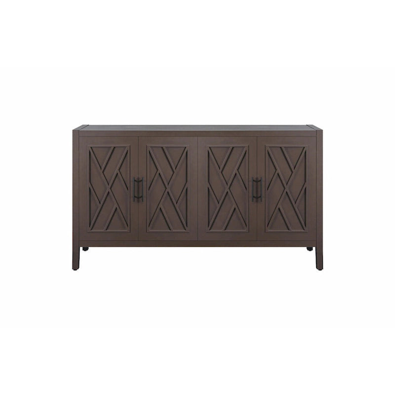 4-Door Fir Wood Sideboard with Adjustable Shelf - 59.84"L x 15.75"W x 32.43"H