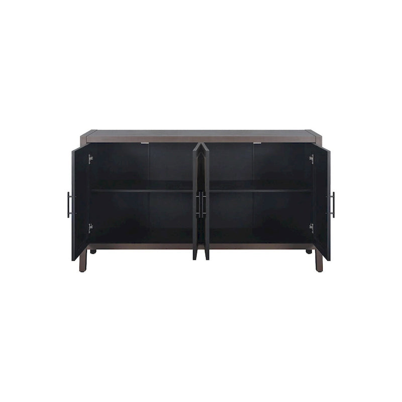 4-Door Fir Wood Sideboard with Adjustable Shelf - 59.84"L x 15.75"W x 32.43"H