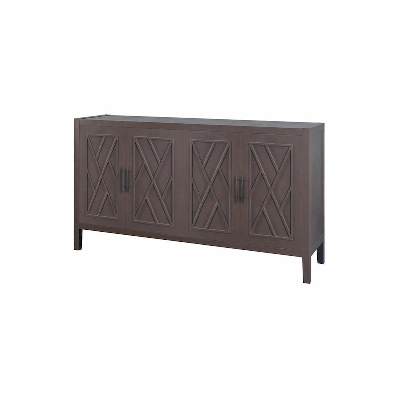4-Door Fir Wood Sideboard with Adjustable Shelf - 59.84"L x 15.75"W x 32.43"H