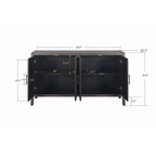 4-Door Fir Wood Sideboard with Adjustable Shelf - 59.84"L x 15.75"W x 32.43"H