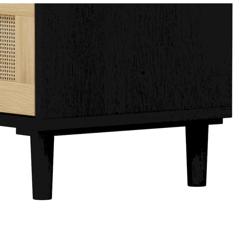 3-Drawer Rattan Storage Dresser with Real Wood Legs - 31.5"W x 15.7"D x 47.2"H