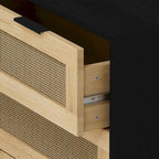 3-Drawer Rattan Storage Dresser with Real Wood Legs - 31.5"W x 15.7"D x 47.2"H