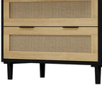 3-Drawer Rattan Storage Dresser with Real Wood Legs - 31.5"W x 15.7"D x 47.2"H