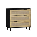 3-Drawer Rattan Storage Dresser with Real Wood Legs - 31.5"W x 15.7"D x 47.2"H